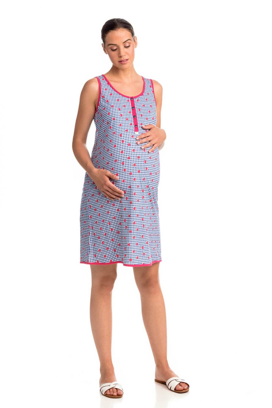 Sleeveless Nightgown with Buttons