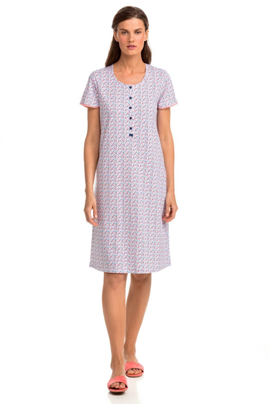 Printed Nightgown with Buttons