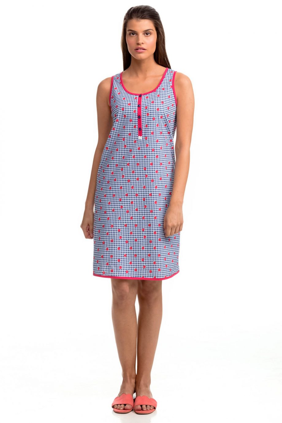 Sleeveless Nightgown with Buttons