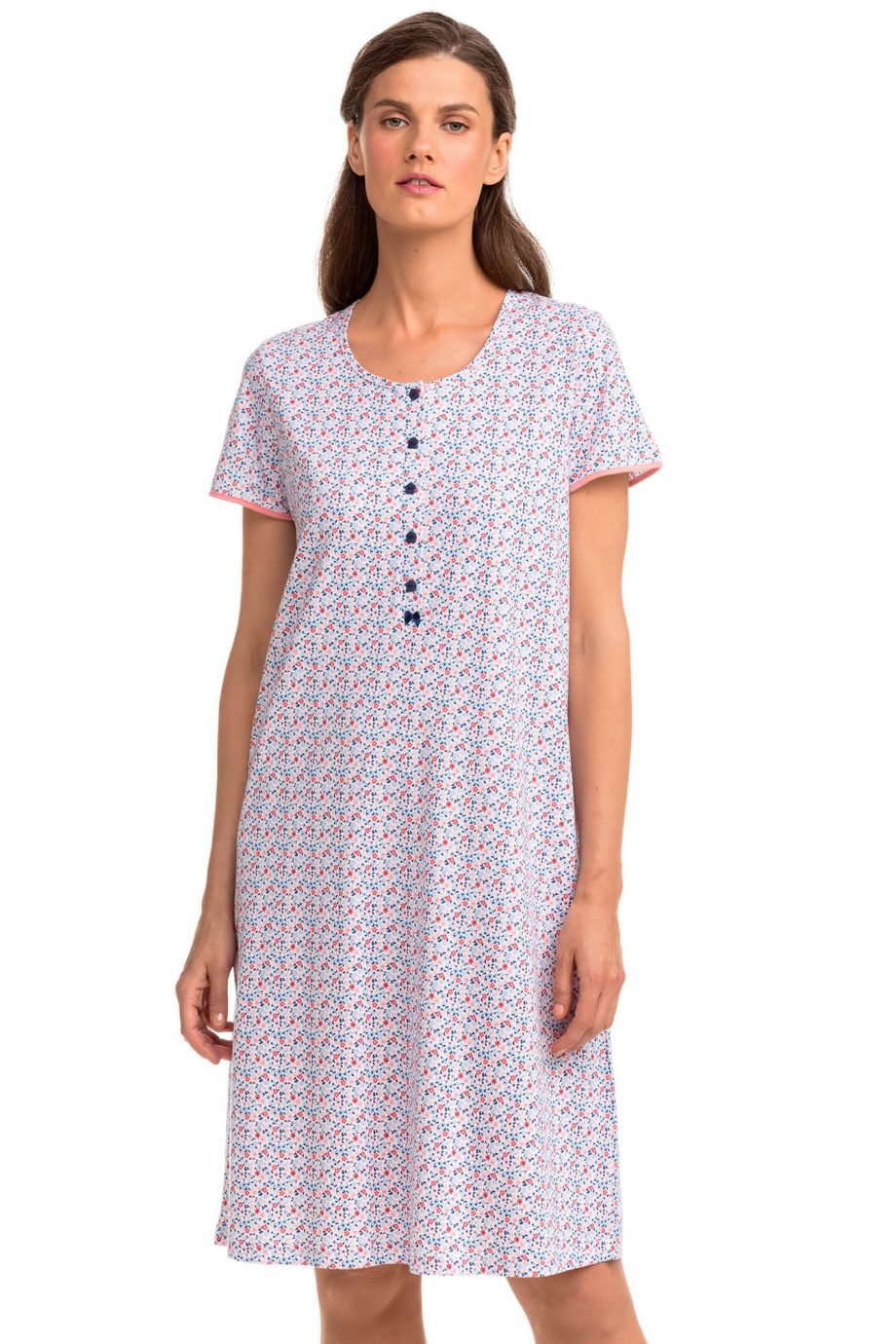 Printed Nightgown with Buttons