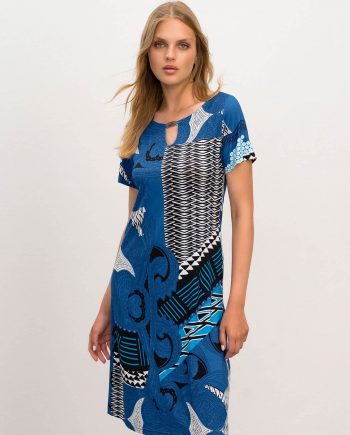 Printed Dress with Short Sleeves