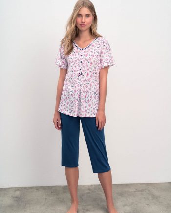 Short Sleeve  Floral Pyjamas with Buttons