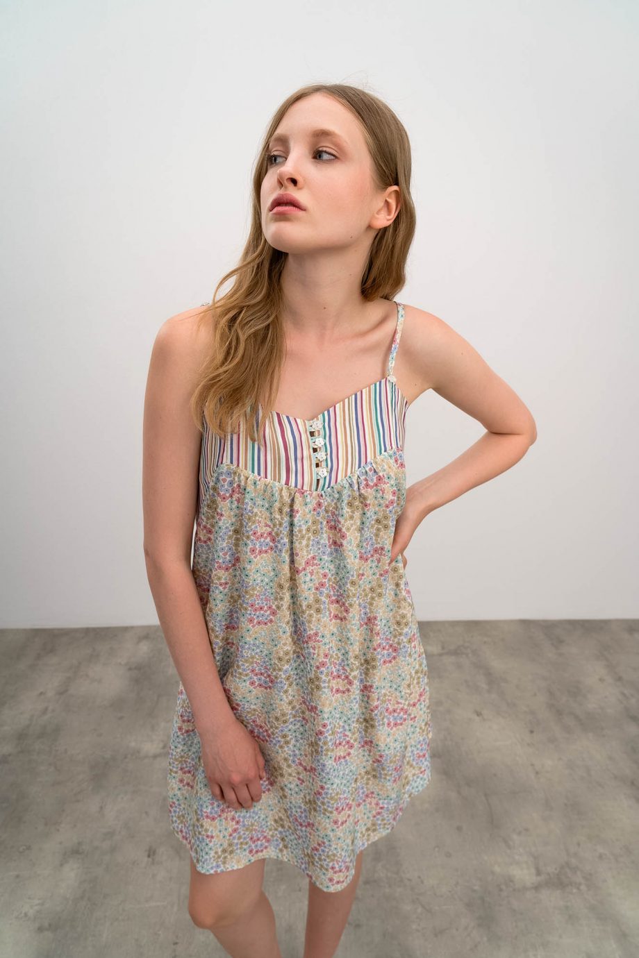 Printed Nightgown with Stripes