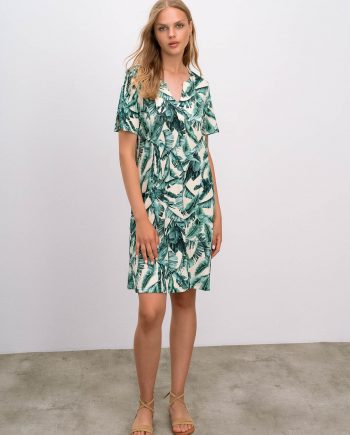 Printed Dress with Short Sleeves