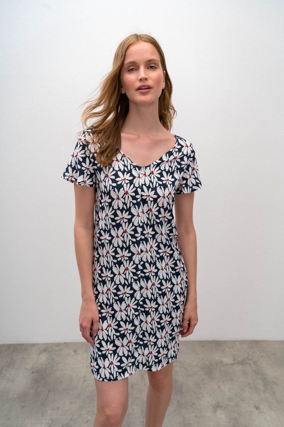 Short Sleeve Floral Nightgown