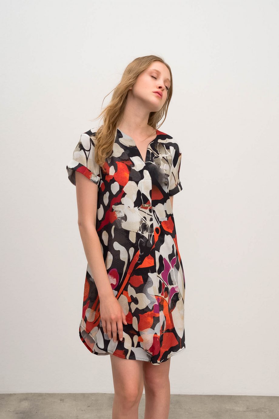 Printed Caftan with Short Sleeve