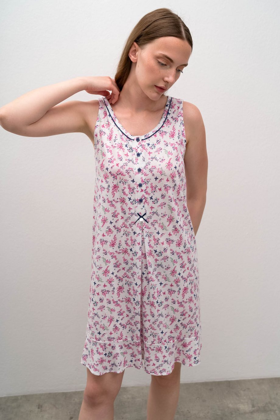 Sleeveless Nightgown with Buttons