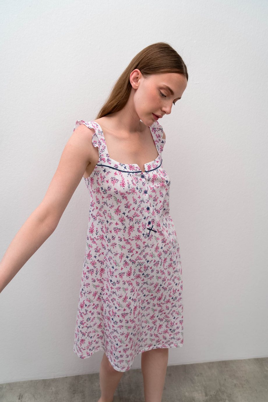 Sleeveless Nightgown with Placket