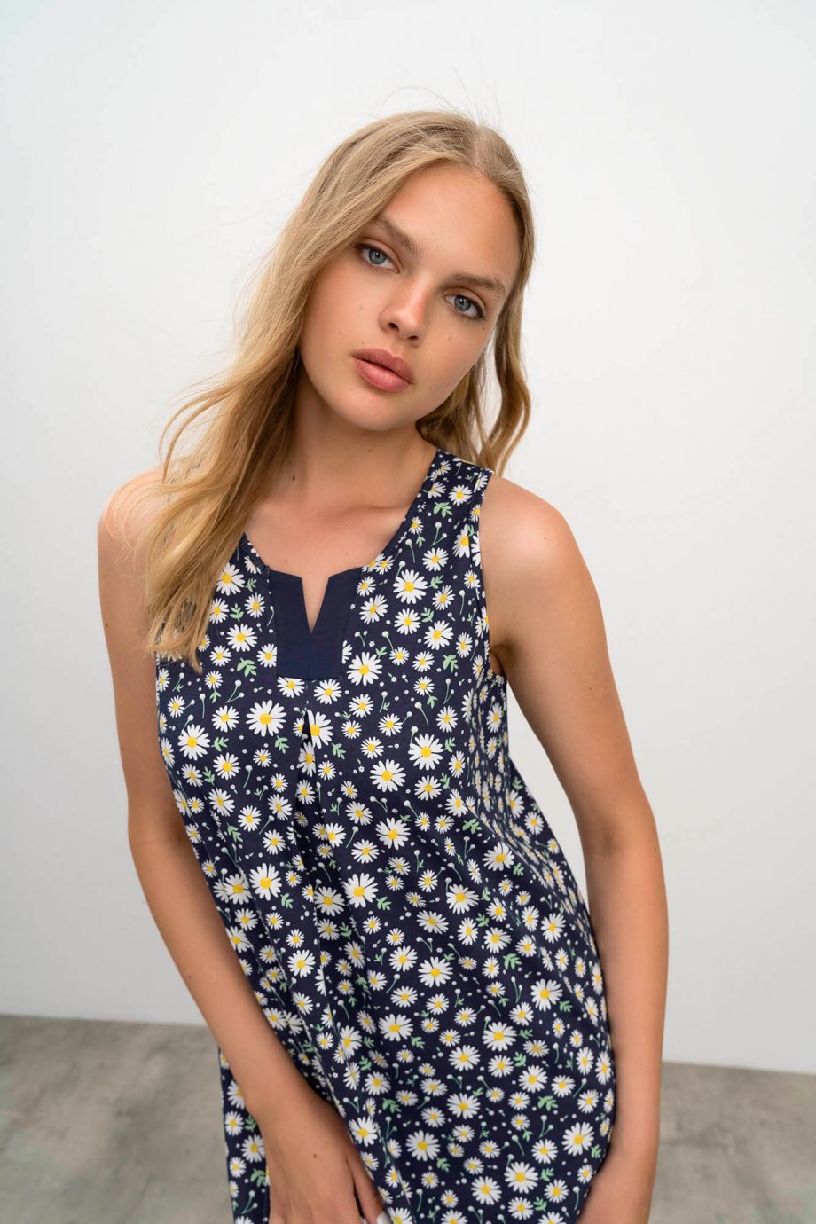 Sleeveless  Floral Nightgown