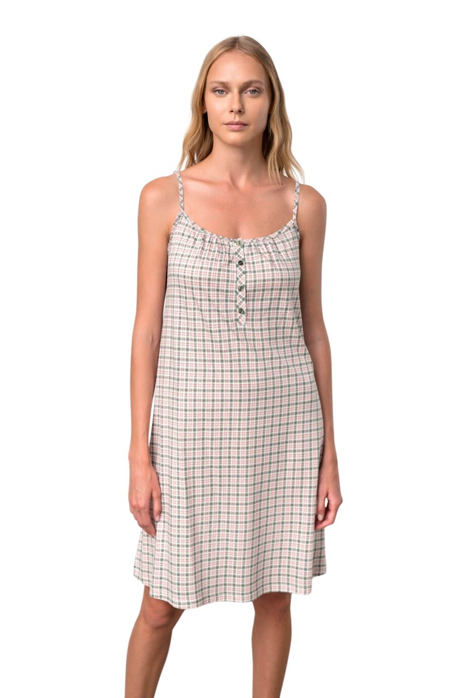 Nightgown with StrapsChecked nightgown with spaghetti straps and button placket in relaxed fit. A nice suggestion, you will enjoy all day long.