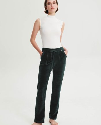 Plain Low Weist Velvet Pants with Pockets