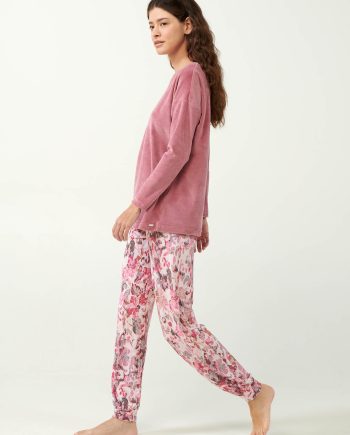 Velvet Top and Floral Pants Pyjamas