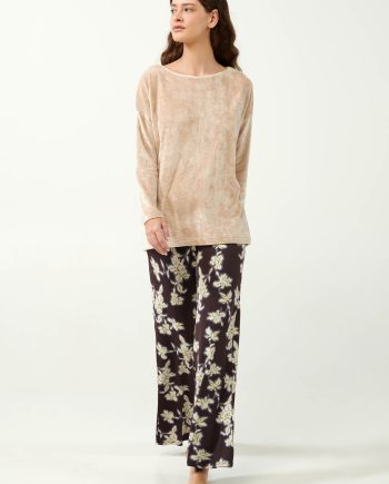 Floral Pyjama Set with Velvet Top