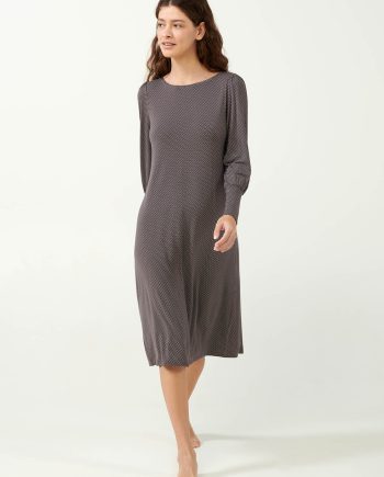 Polka Dot Nightgown with Cuffed Sleeves