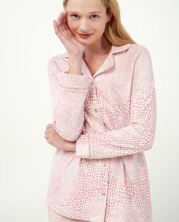 Pink Leopard Print Button Down Pyjamas