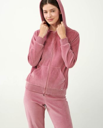 Zipped Velvet Tracksuit with Hoodie