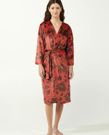 Velvet Robe with Lilies