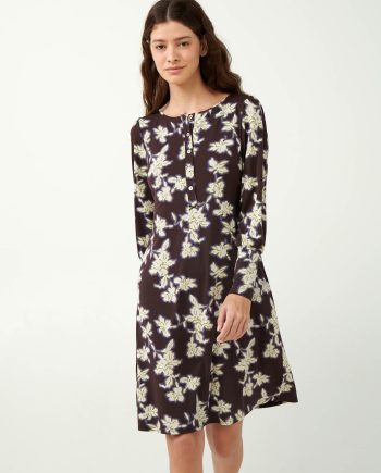 Floral Button Placket Nightgown