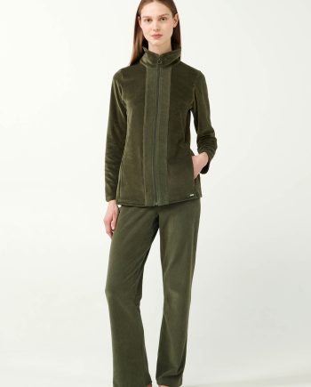 Zipped Trutleneck Velvet Tracksuit