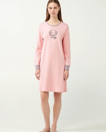 Pink Peach Nightgown with Dog Print