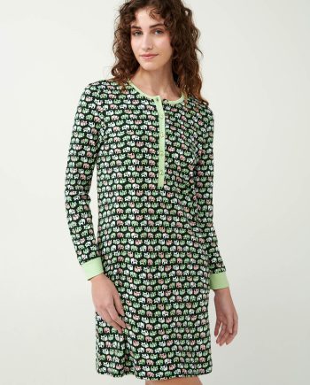 Emerald Elephant Print Nightgown