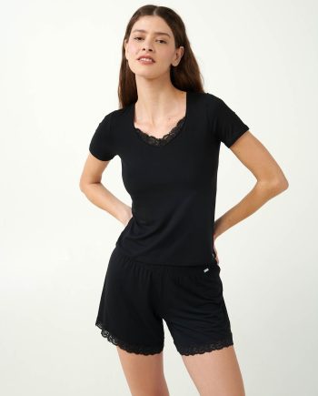 Elegant Micromodal T-Shirt with Lace