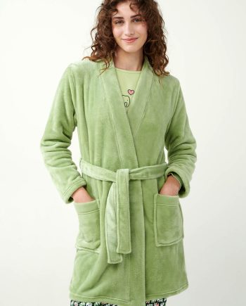 Μονόχρωμη Σταυρωτή Fleece Ρόμπα