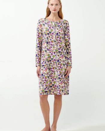 Micromodal Floral Nightgown with Button Placket