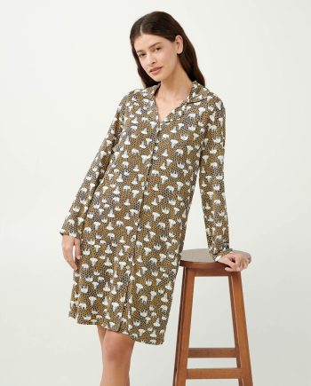 Buttoned Down Nightgown with Elephant Print