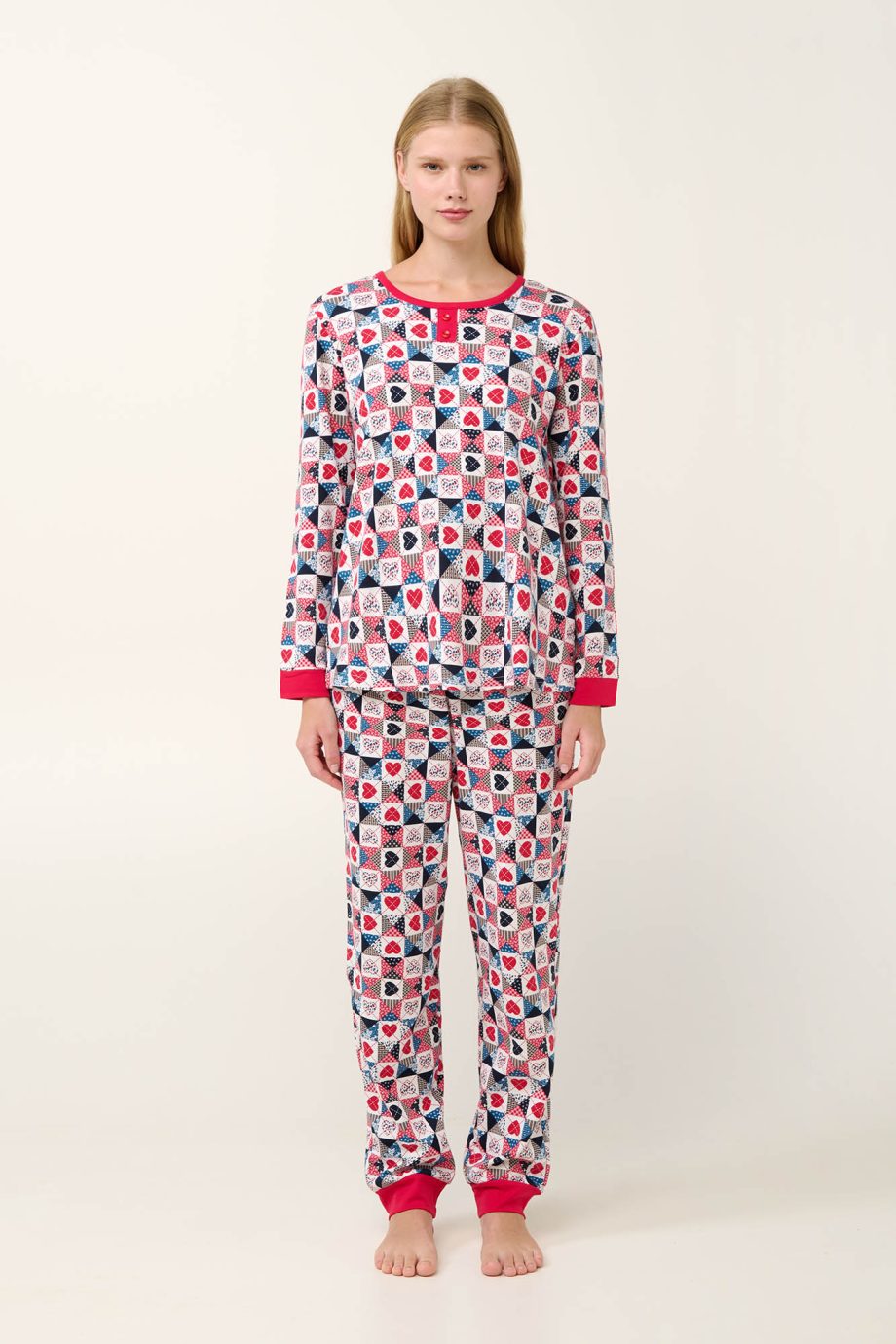 Women’s Cotton Pyjamas with Hearts Motive