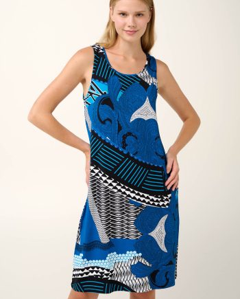 Sleeveless Viscose Summer Dress in Abstarct Print