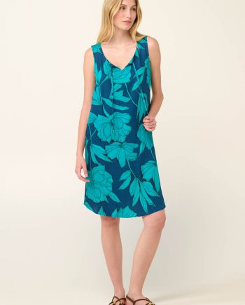 Poplin Summer Dress  in Linoleum Peony Print