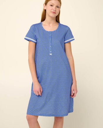 Summer Cotton Nightgown with Button Placket