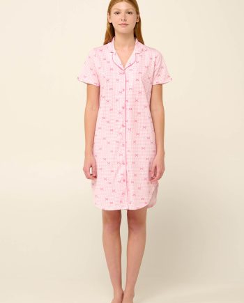 Cotton Summer Nightgown with Buttons