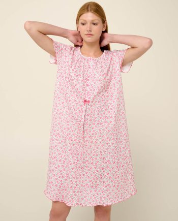 Cotton Summer Nightgown with Button Placket