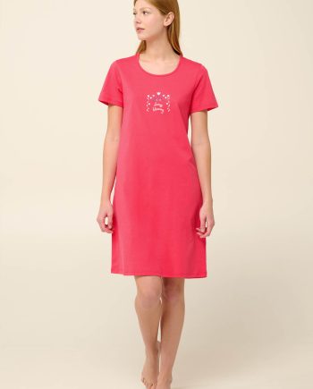 Cotton Summer Nightgown with Short Sleeves