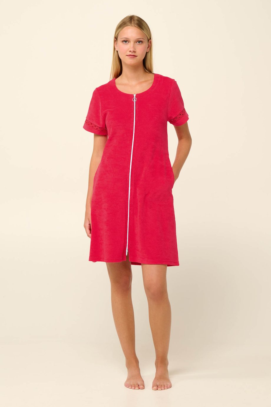 Plain Zipped Frottee Beachdress