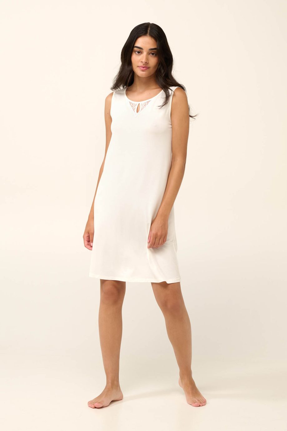 Sleeveless Summer Nightgown with Lace Back