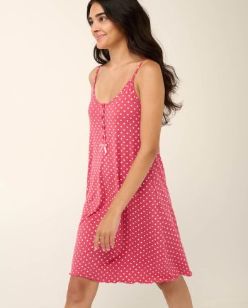 Polka Dot Micromodal Summer Nightgown with Straps