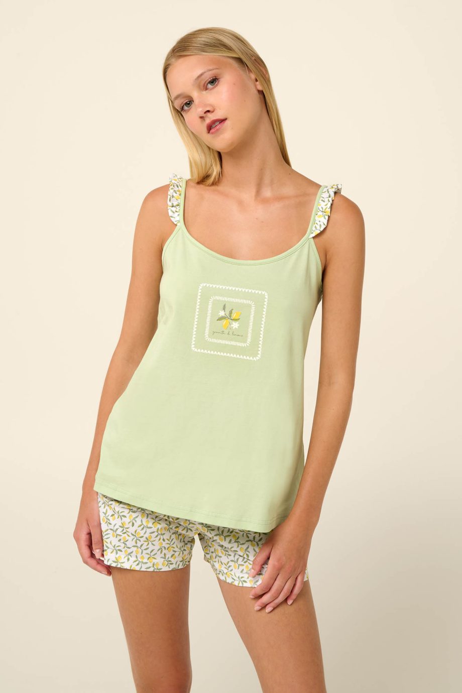 Cotton Babydoll with Citrus Lemonade Print