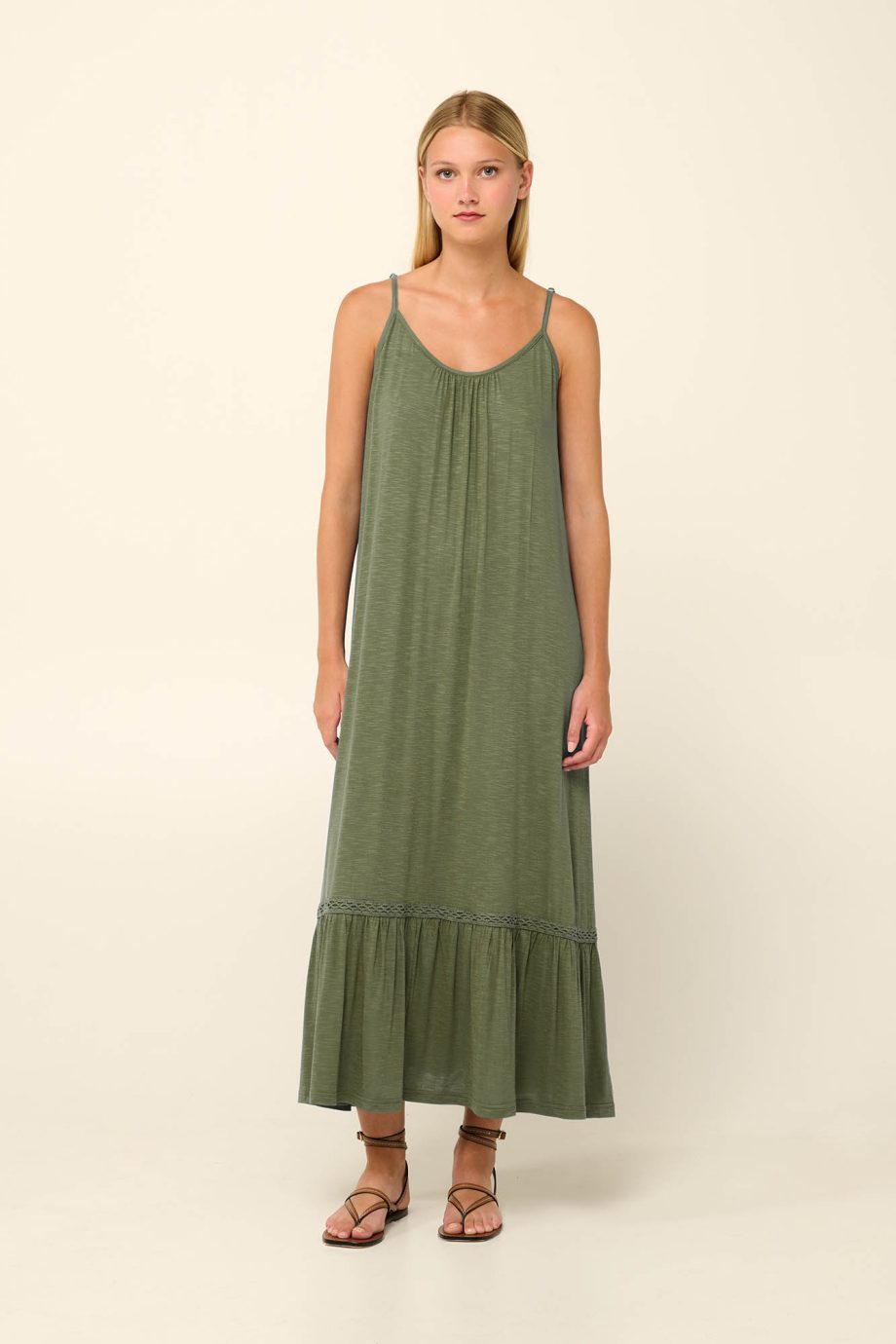 Viscose Textured Plain-Dyed Summer Dress