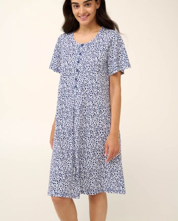 Cotton Nursing and Maternity Nightgown with Short Sleeves