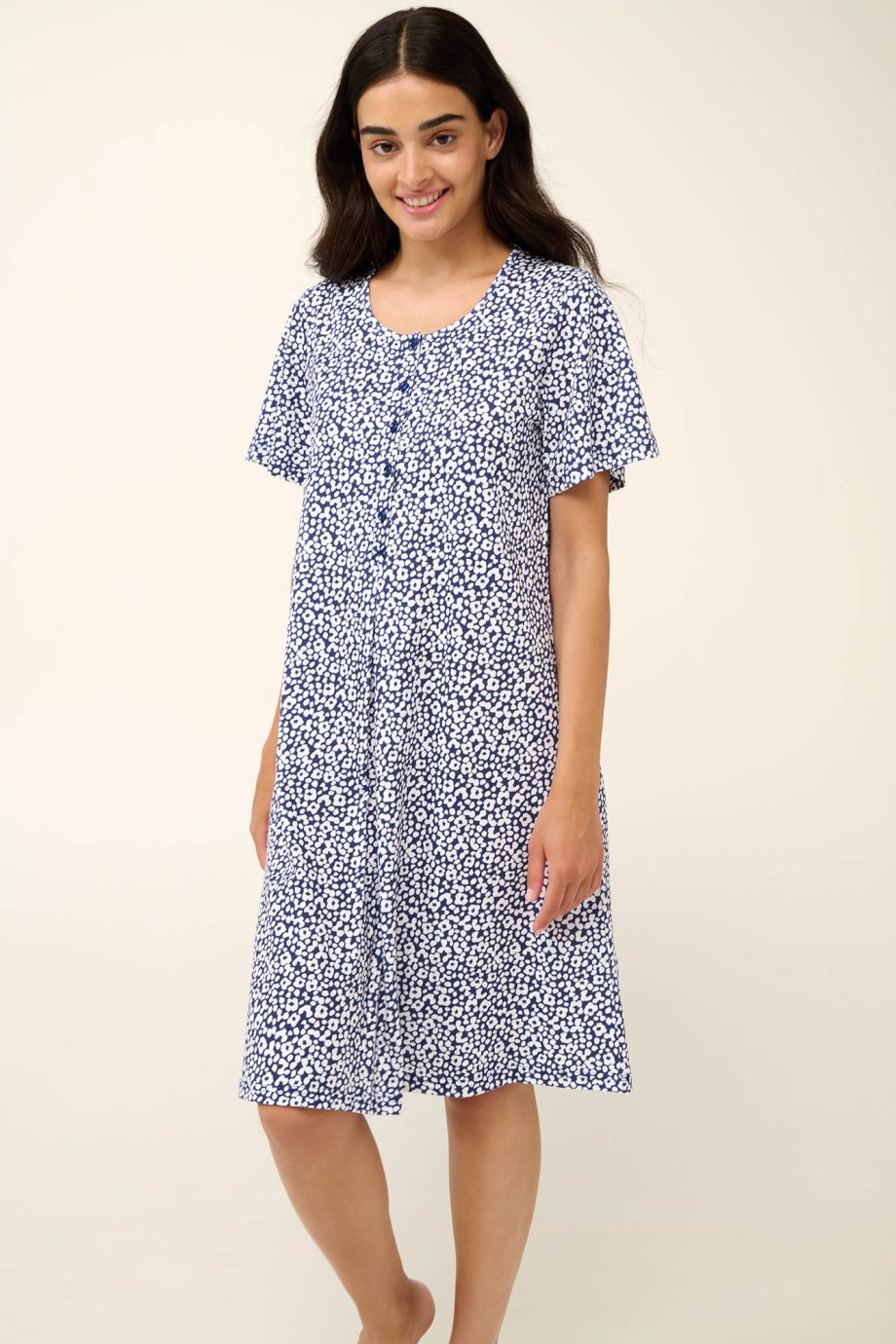 Cotton Nursing and Maternity Nightgown with Short Sleeves