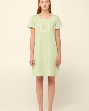 Cotton Summer Nightgown with Short Sleeves