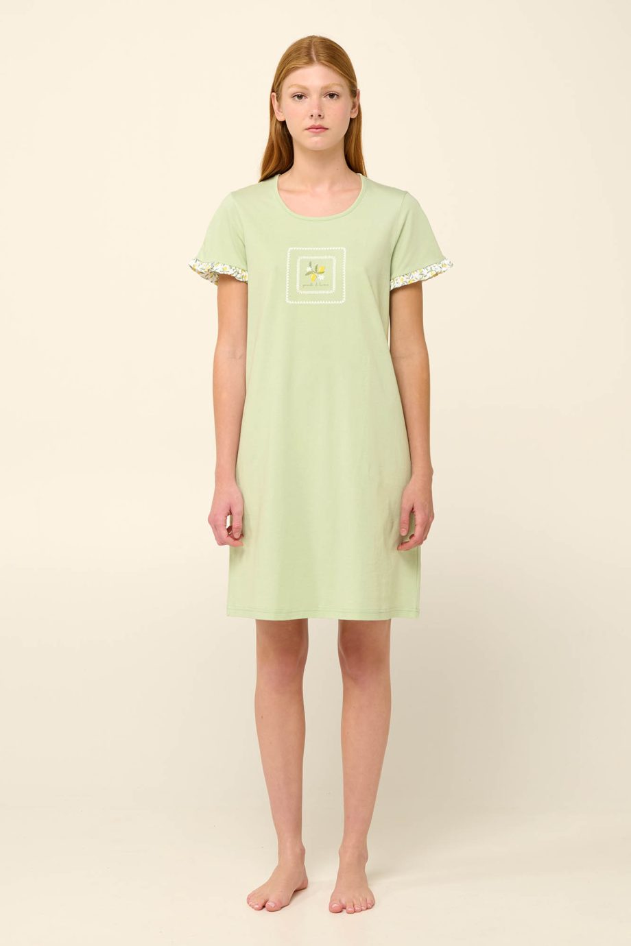 Cotton Summer Nightgown with Short Sleeves