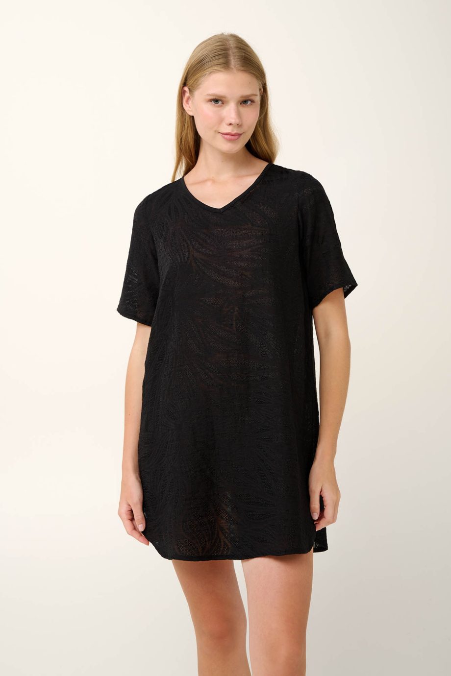 Perforated Summer Dress with Short Sleeves