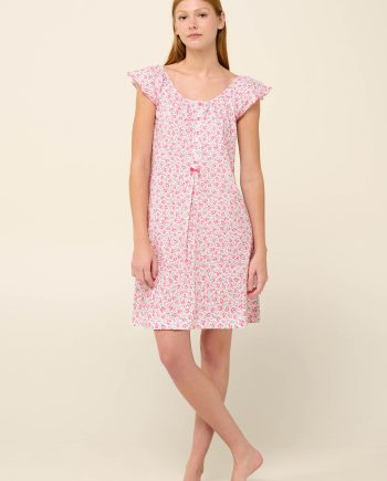 Cotton Summer Nightgown with Pleat