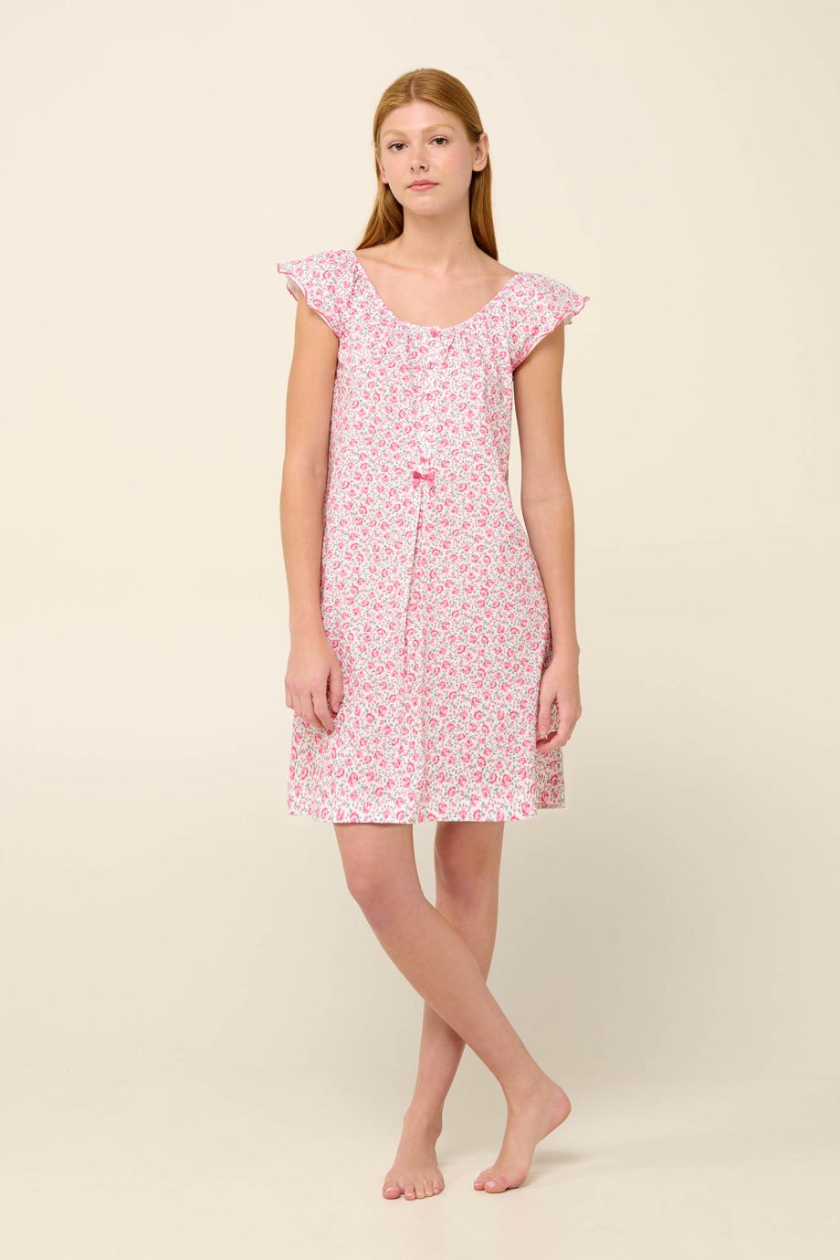 Cotton Summer Nightgown with Pleat