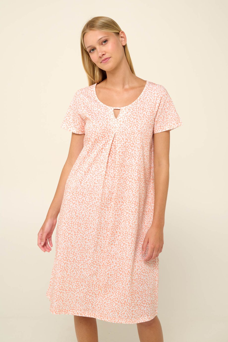 Cotton Summer Nightgown with Pleat