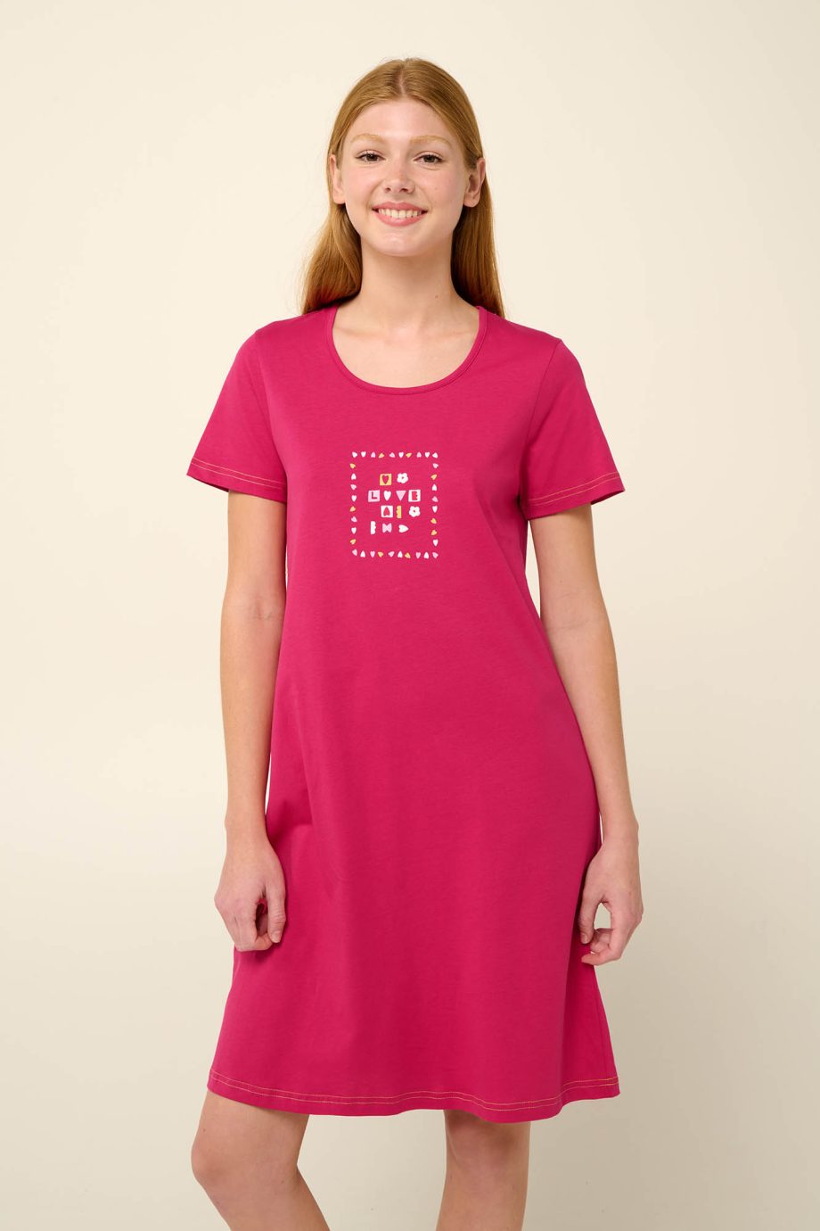 Cotton Summer Nightgown with Short Sleeves